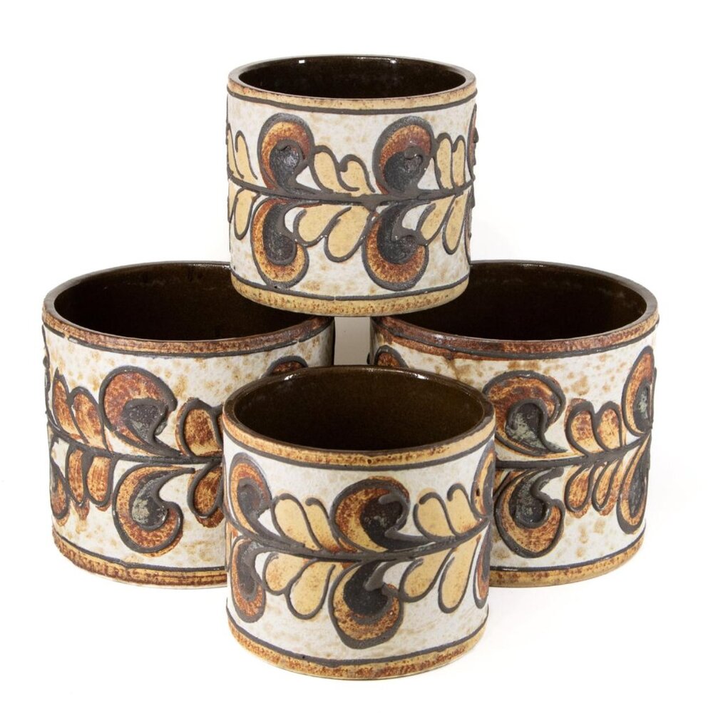 Mid Century West German Marei Keramik Brown Floral Motif | Planter Pot 1960's